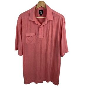 Footjoy Polo Shirt Men's Large Short Sleeve Golf Solid Pink Soft Pullover top‎